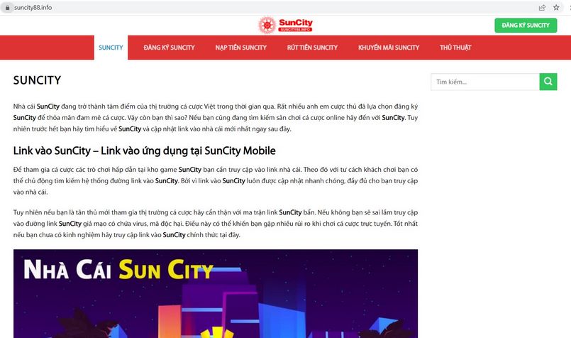 Bước 1 là tìm đường link chính thức của Suncity